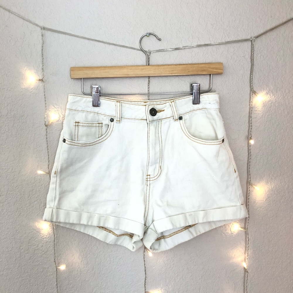 bullhead white high waisted mom shorts